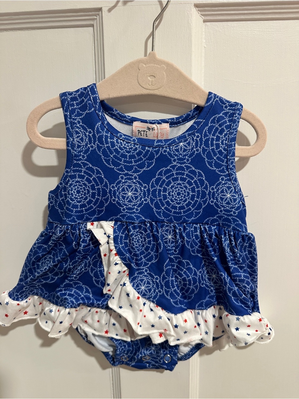 Pete and Lucy Blue Floral Baby Dress-Style Romper 0-3 months